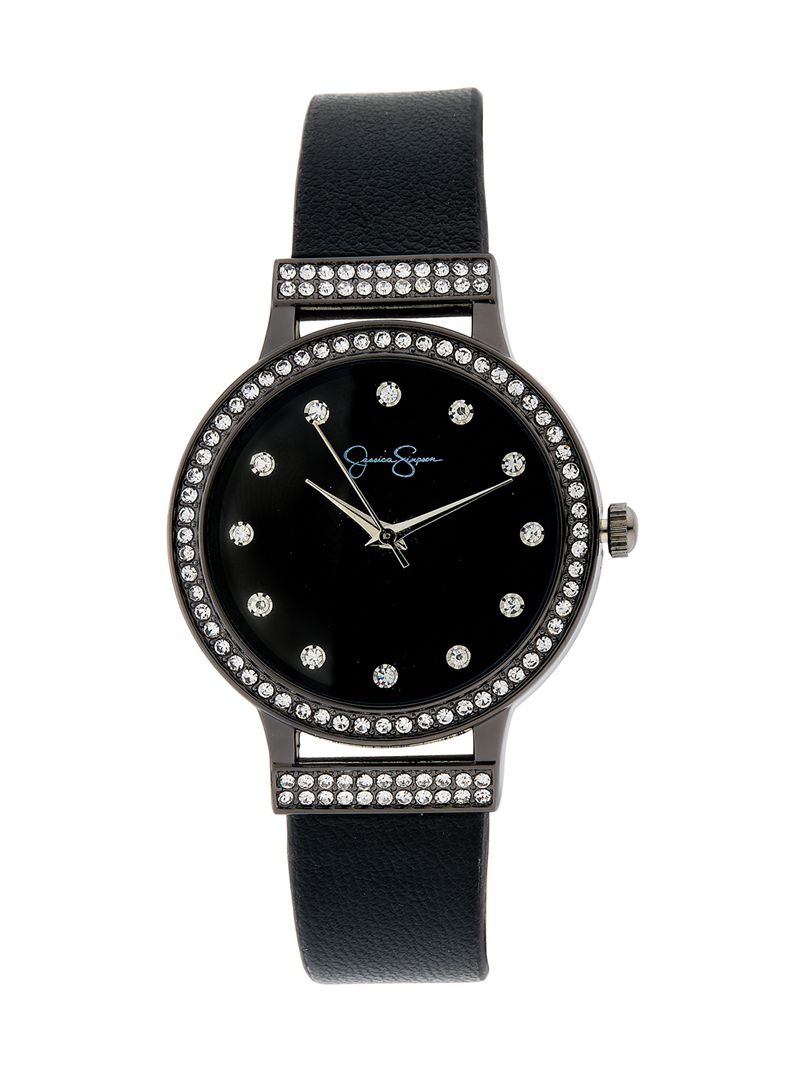 Relógios Jessica Simpson Gunmetal Crystal Black Alças Feminino Pretas | 07816ZBMS