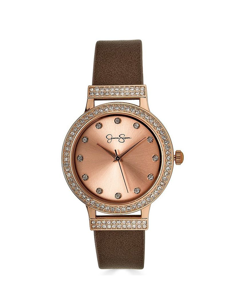 Relógios Jessica Simpson Rose Gold Crystal Brown Alças Feminino Douradas | 90285DCJG