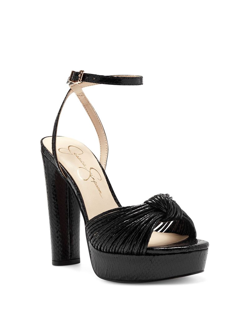 Sandalias Jessica Simpson Immie Feminino Pretas Serpentine | 87042IHNR