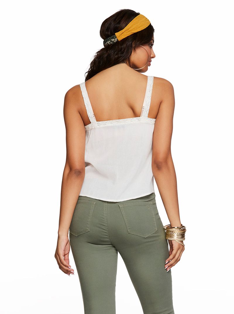 Tops Jessica Simpson Albi Renda Cami Feminino Branco | 51849WUEB