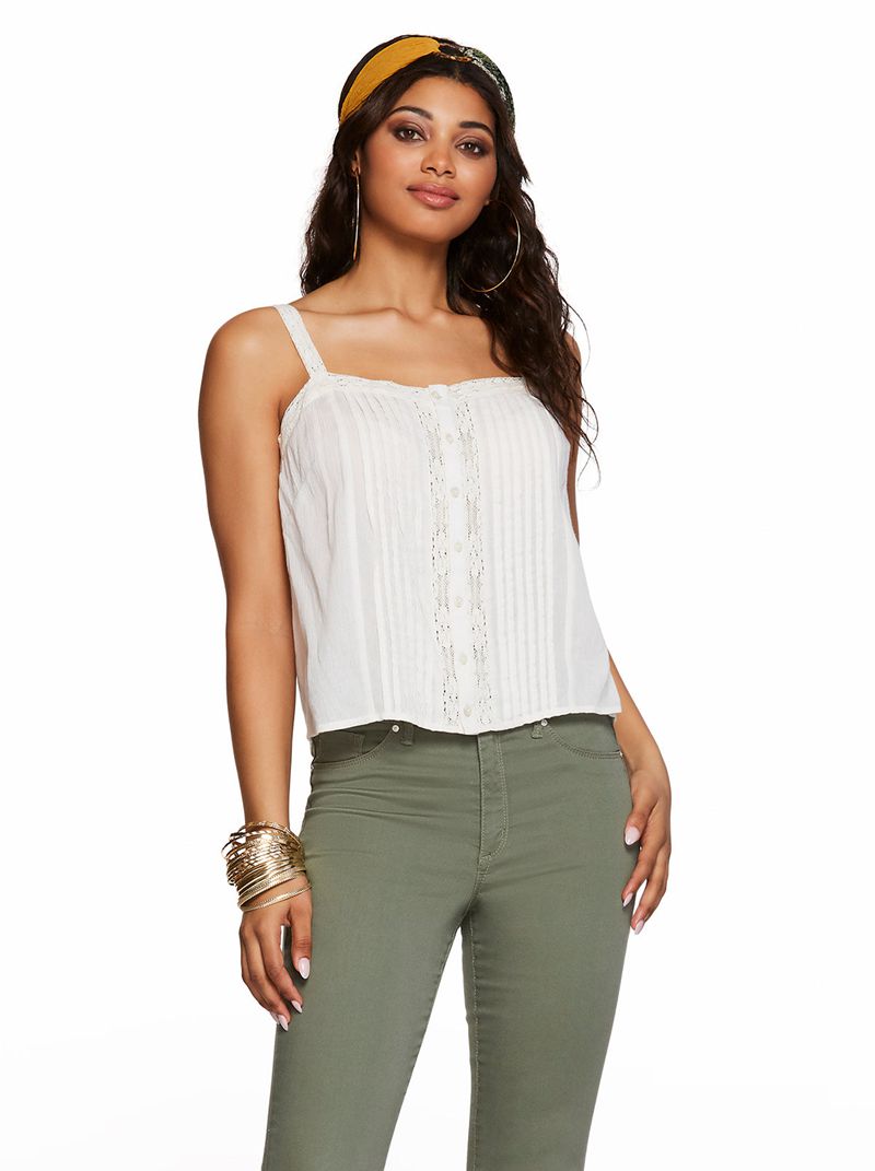 Tops Jessica Simpson Albi Renda Cami Feminino Branco | 51849WUEB