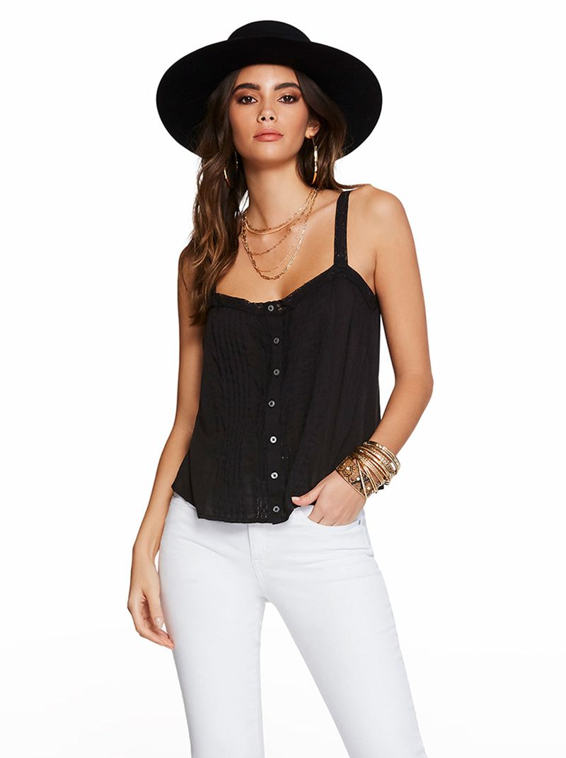 Tops Jessica Simpson Albi Renda Cami Feminino Pretas | 86127JOCU