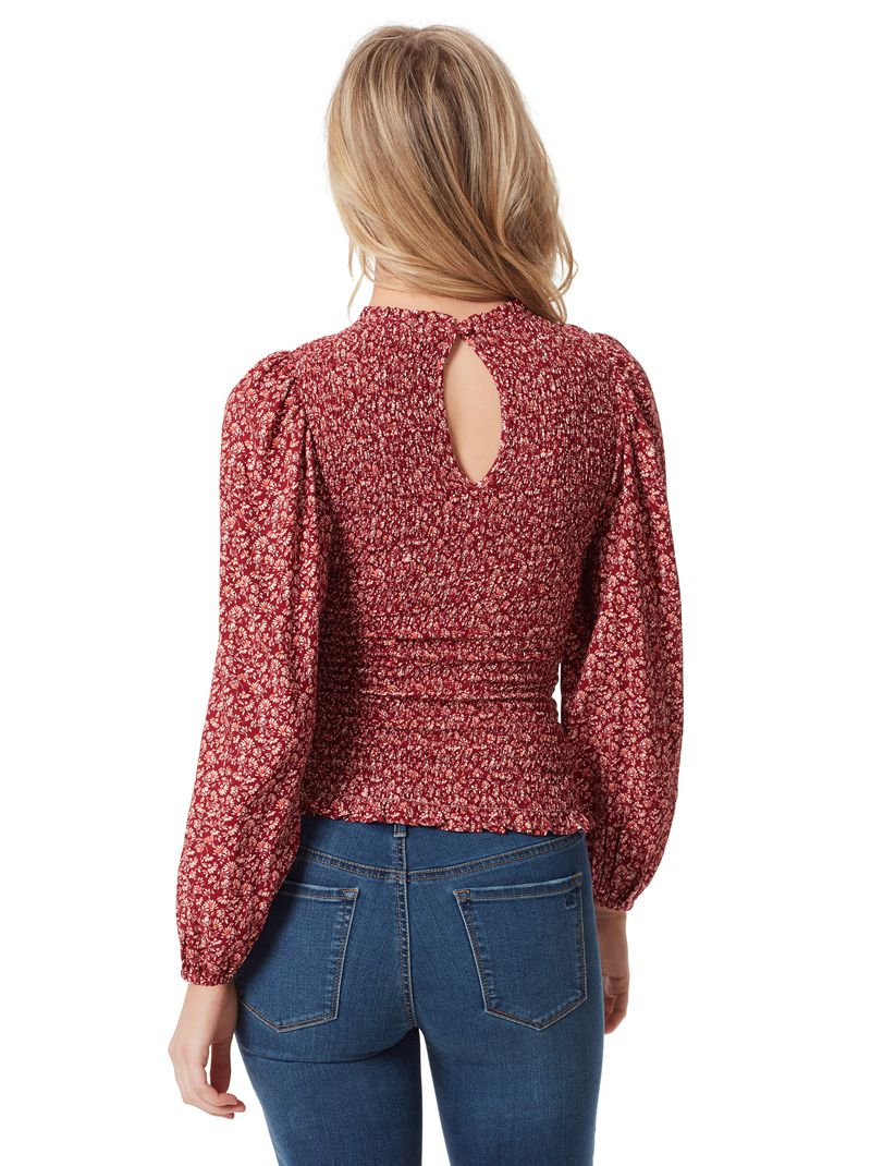 Tops Jessica Simpson Aniya Blouse Feminino Bordeaux | 53964ZKHQ