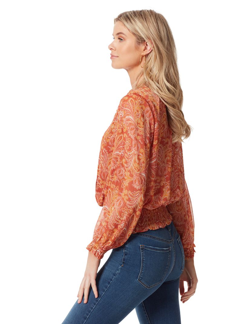 Tops Jessica Simpson Emery Blouse Feminino Laranja | 90841FTMA