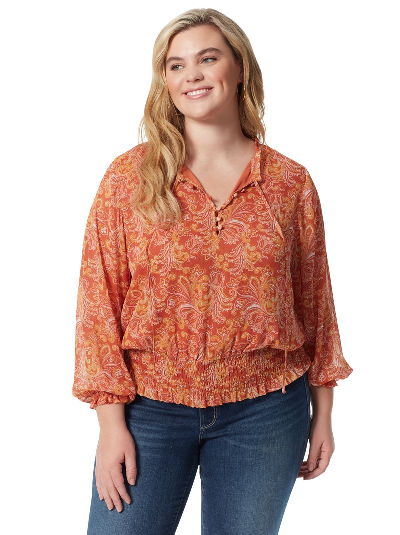 Tops Jessica Simpson Emery Blouse Feminino Laranja | 90841FTMA