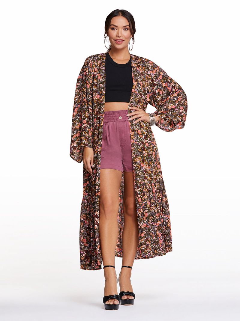 Tops Jessica Simpson Leilani Kimono Feminino Multicoloridas | 03792YKWE