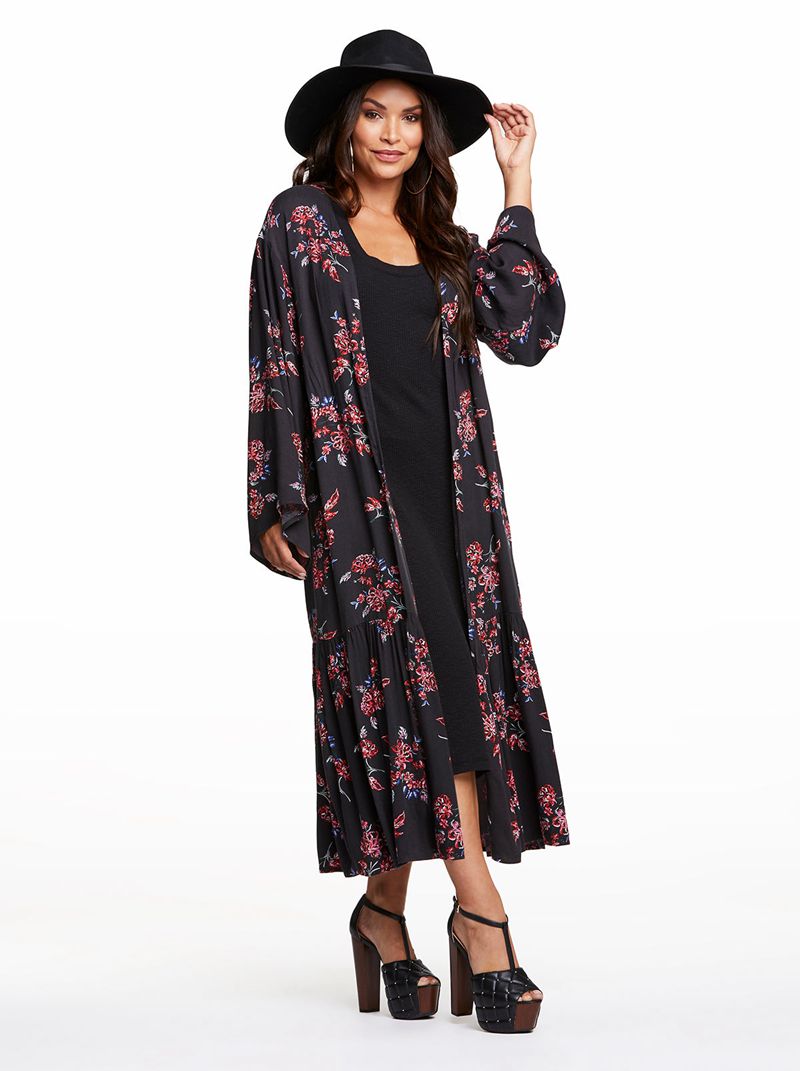 Tops Jessica Simpson Leilani Tiered Kimono Feminino Multicoloridas | 27613YVKG