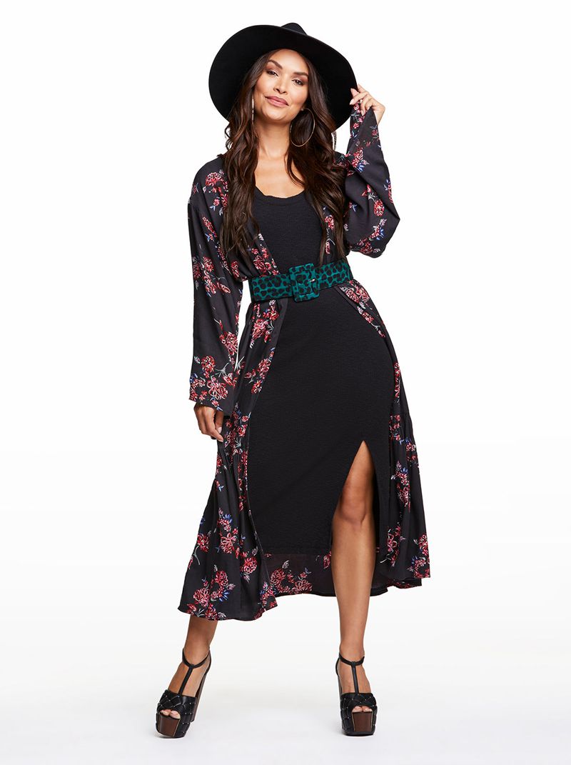 Tops Jessica Simpson Leilani Tiered Kimono Feminino Multicoloridas | 27613YVKG