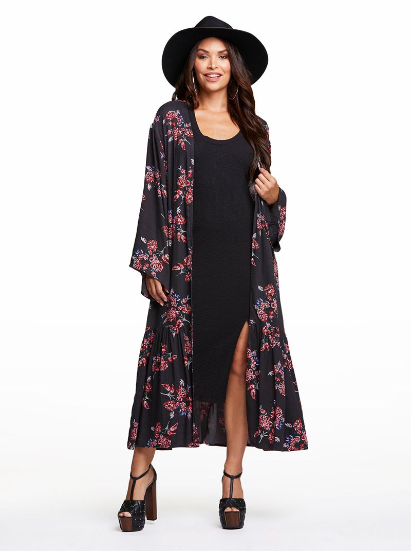 Tops Jessica Simpson Leilani Tiered Kimono Feminino Multicoloridas | 27613YVKG