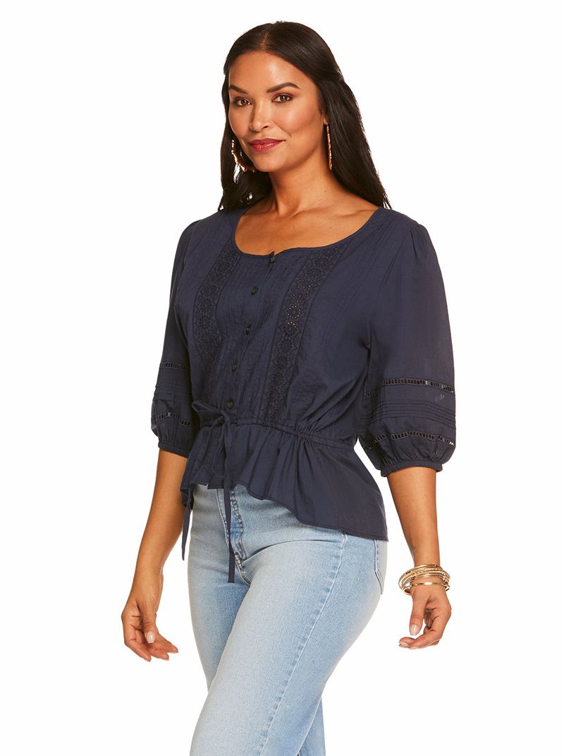 Tops Jessica Simpson Twyla Feminino Pretas Azul Claro | 98647HODJ