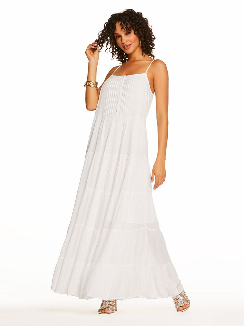 Vestidos Jessica Simpson Alanis Tier Feminino Branco | 18673CNPL