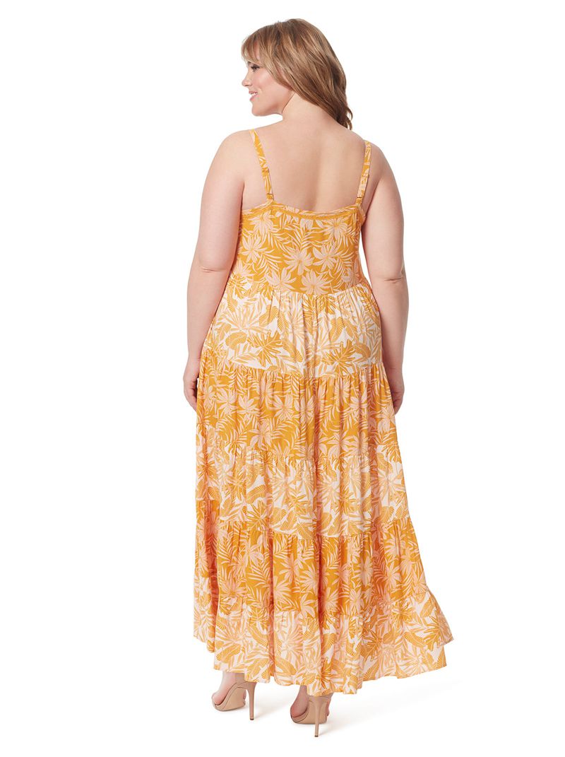 Vestidos Jessica Simpson Alanis Tier Feminino Laranja | 30786FWSG