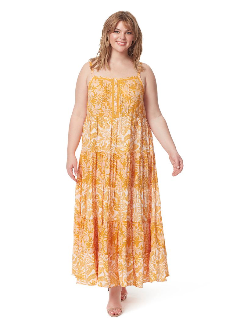 Vestidos Jessica Simpson Alanis Tier Feminino Laranja | 30786FWSG