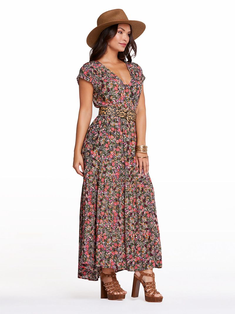 Vestidos Jessica Simpson Esther Maxi Feminino Pretas | 97126YDTP