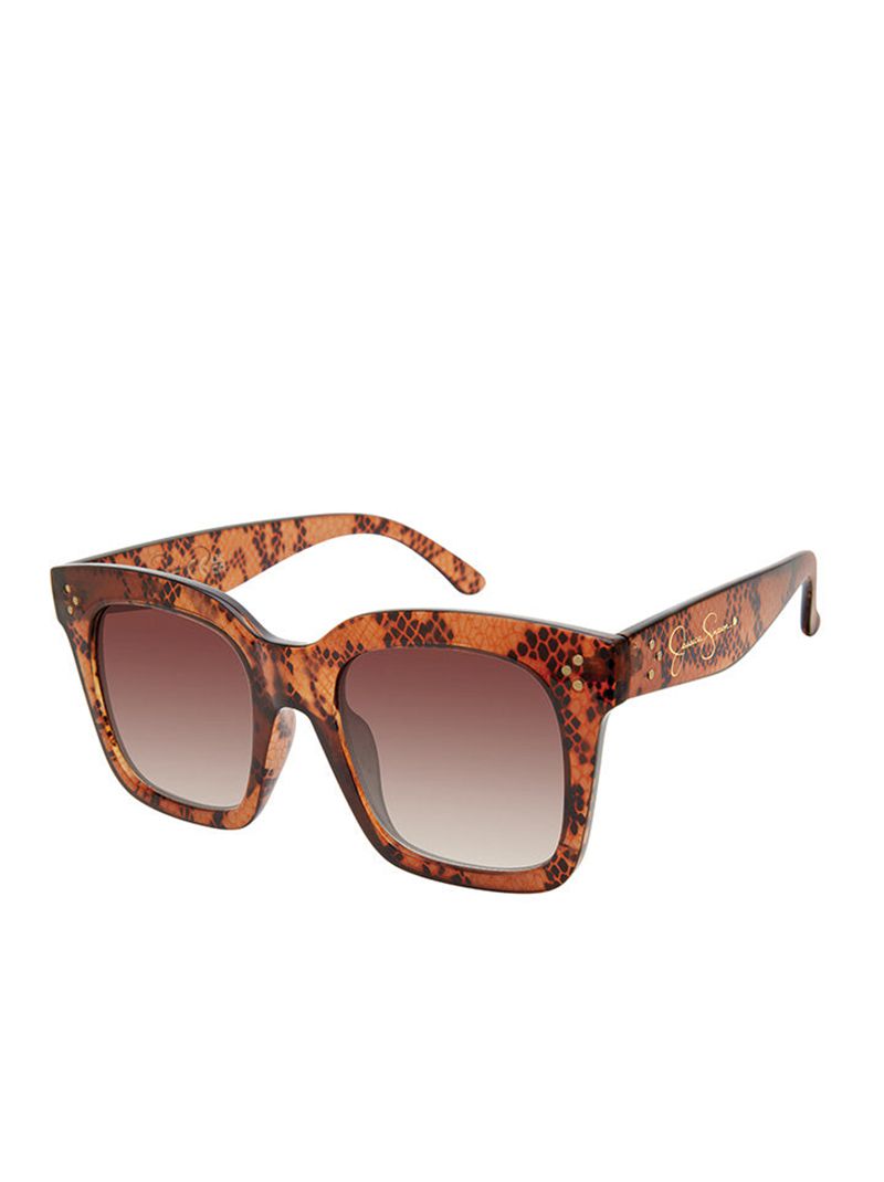 Óculos De Sol Jessica Simpson Chic Rectangular Feminino Marrom Serpentine | 19740QLST