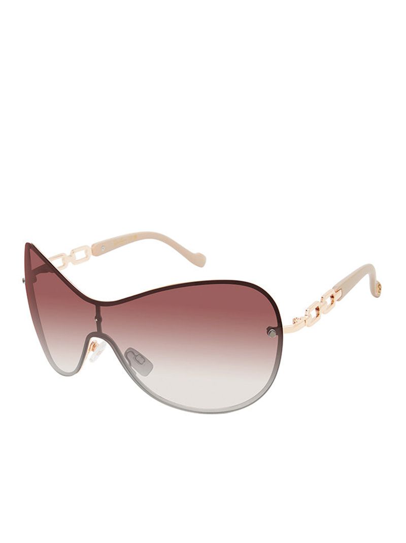 Óculos De Sol Jessica Simpson Oversized Rounded Shield Feminino Douradas Bege | 46250RYBG